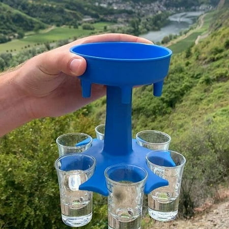 SQYX Shot Glass Dispenser 6 Ways,Soda Can Beer Glasses,Shots Dispenser Stand,Shot Glass Dispenser Holder,for Bar Cocktail Great Party Gift Blue